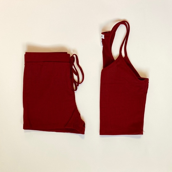 (Garnet) Ribbed racer back top and shorts set - Picture 3 of 3